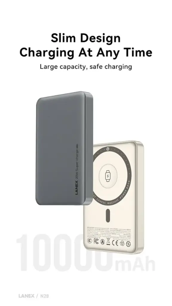 باور بانك ويرلس 10000mAH LANEX N28