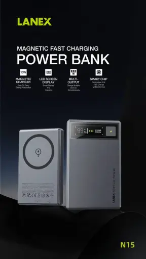باور بانك ويرلس 10000mAH LANEX N15